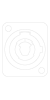 white outline drawing of female PowerCON connector